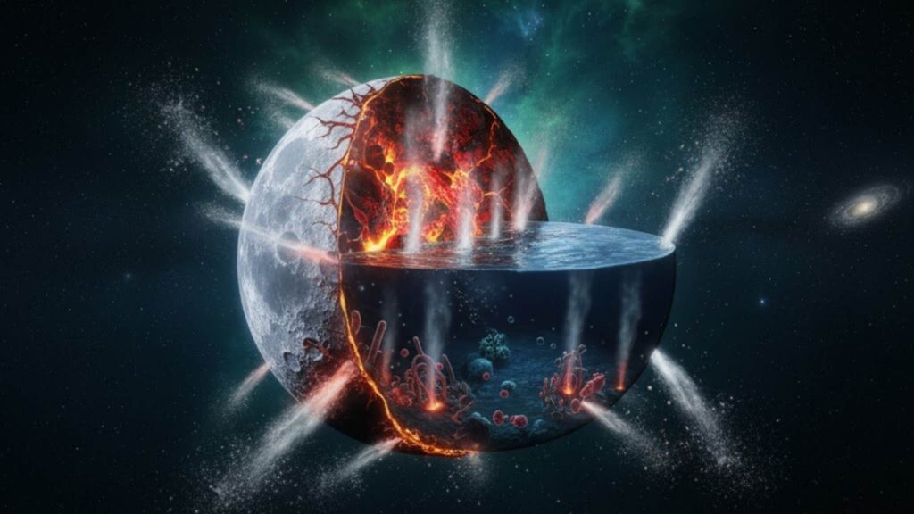 Aquecimento de maré mantém água líquida em luas errantes bilhões anos (Imagem: Gerada por IA/ Gemini)
