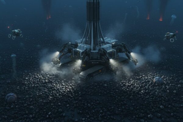 Resíduos da mineração profunda ameaçam a base da vida marinha (Imagem: Gerada por IA/ Gemini)