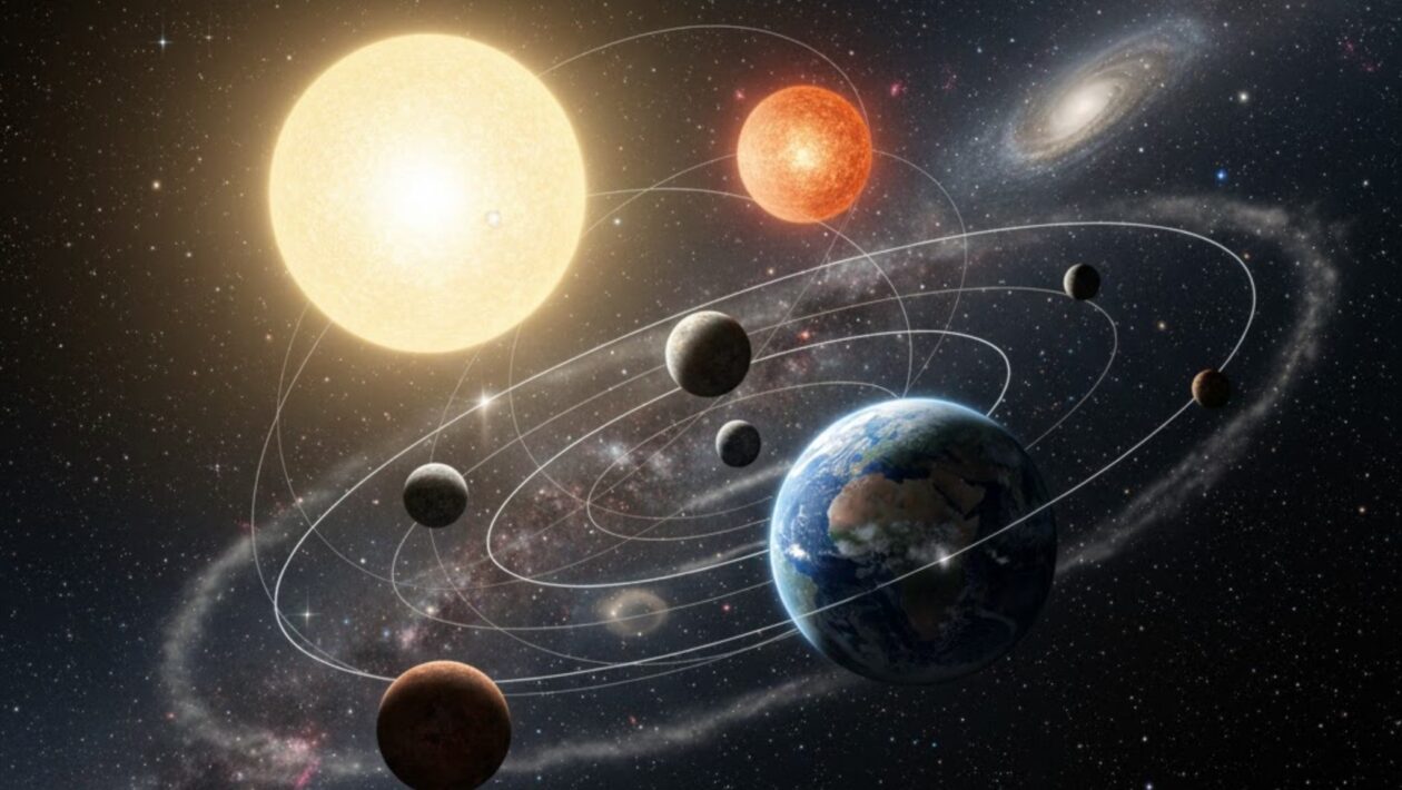 Sistema binário próximo pode abrigar pequenos planetas potencialmente habitáveis (Imagem: Gerada por IA/ Gemini)