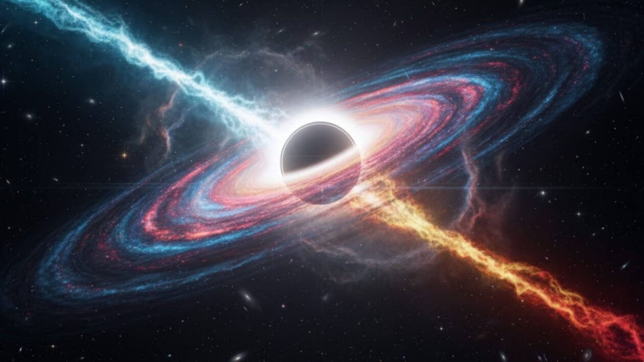 Quasar ID830 exibe brilho extremo e quebra recorde em raios X (Imagem: Gerada por IA/ Gemini)