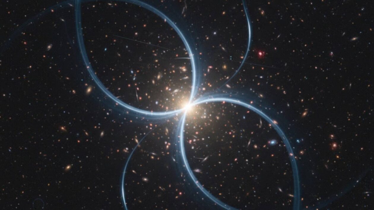 Quasares-lentes revelam galáxias ocultas com precisão inédita. (Imagem: Gerada por IA/ Gemini)