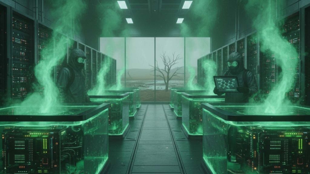 PFAS e resfriamento por imersão levantam alerta ambiental e à saúde (Imagem: Gerada por IA/ Gemini)