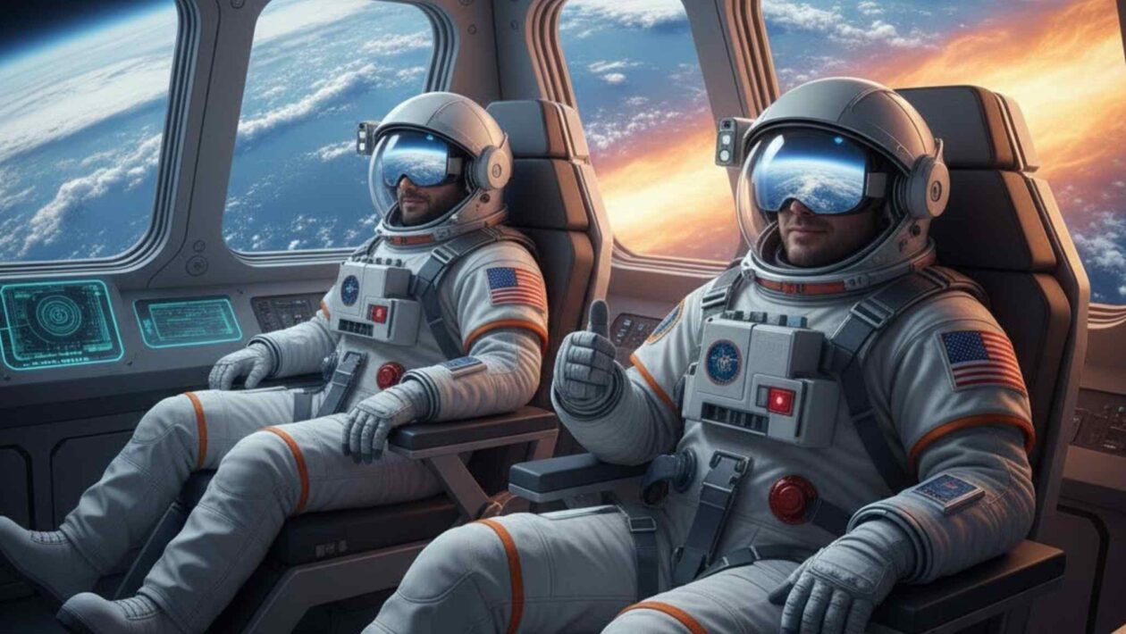Óculos de realidade virtual reduzem enjoo espacial em astronautas (Imagem: Gerada por IA/ Gemini)