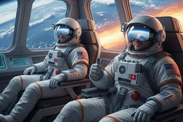 Óculos de realidade virtual reduzem enjoo espacial em astronautas (Imagem: Gerada por IA/ Gemini)