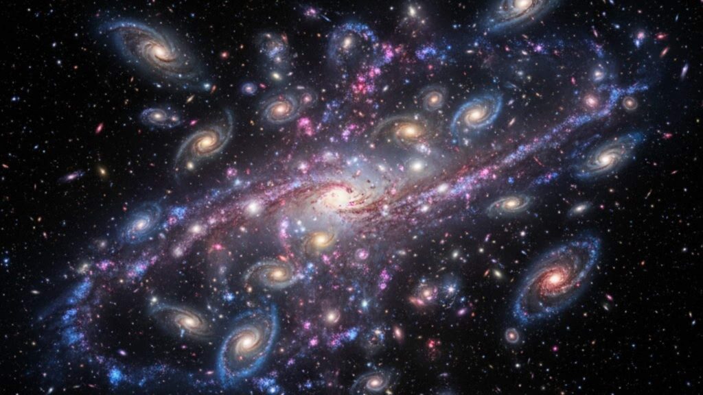 Ondas de choque energizam elétrons e formam arcos de rádio colossais (Imagem: Gerada por IA/ Gemini)
