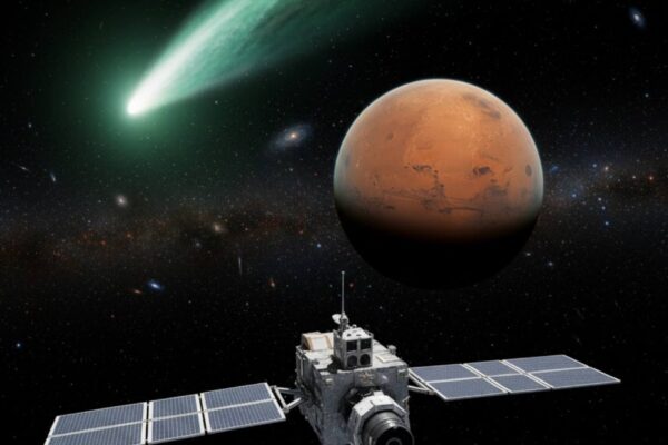 Observação em Marte redefine com precisão a trajetória do cometa 3I/ATLAS (Imagem: Gerada por IA/ Gemini)