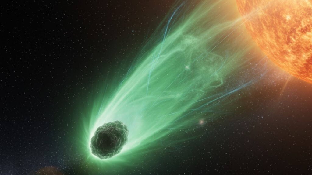 Sonda TGO melhora dez vezes a previsão do raro cometa interestelar (Imagem: Gerada por IA/ Gemini)

