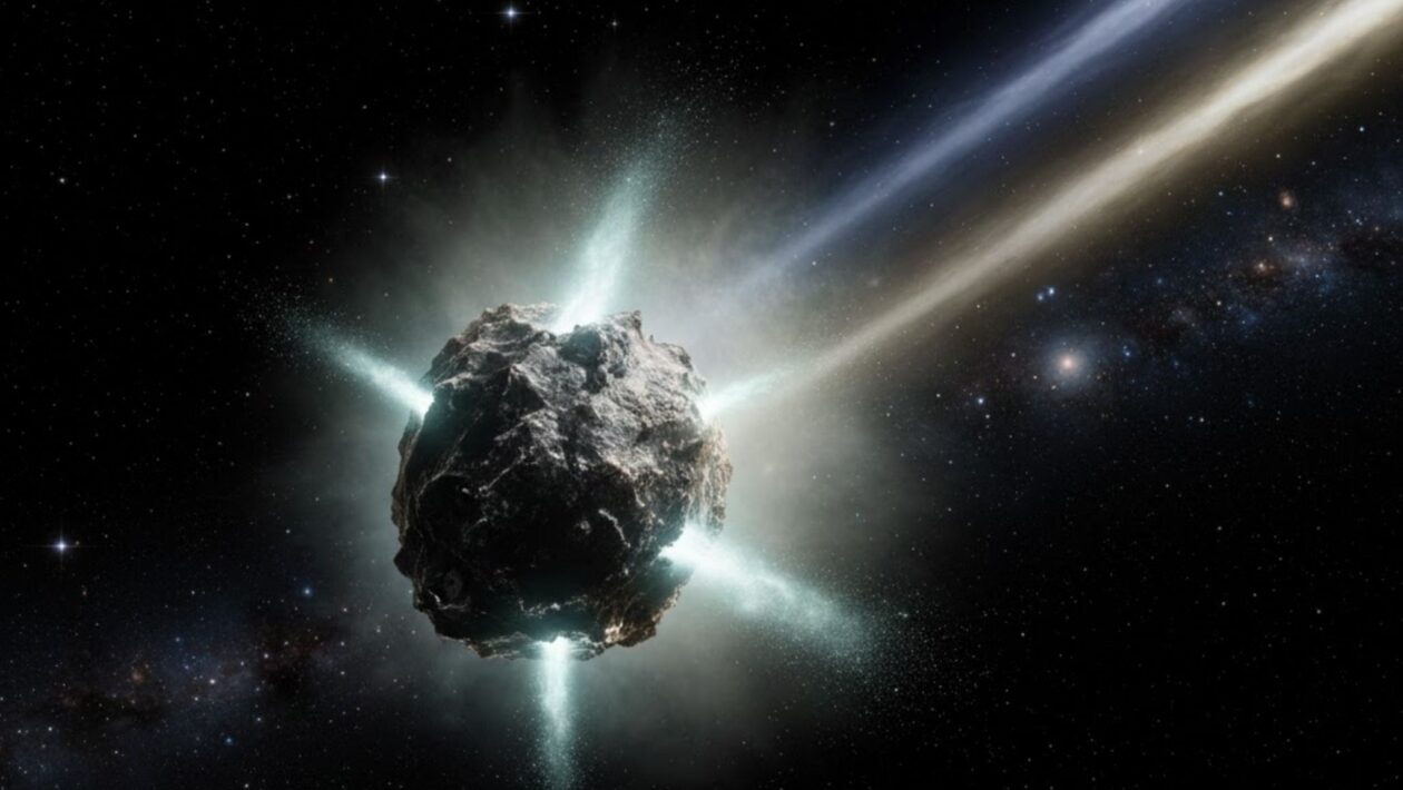 3I/ATLAS desafia cientistas com jatos de gelo e metais raros (Imagem: Fala Ciência via Gemini)