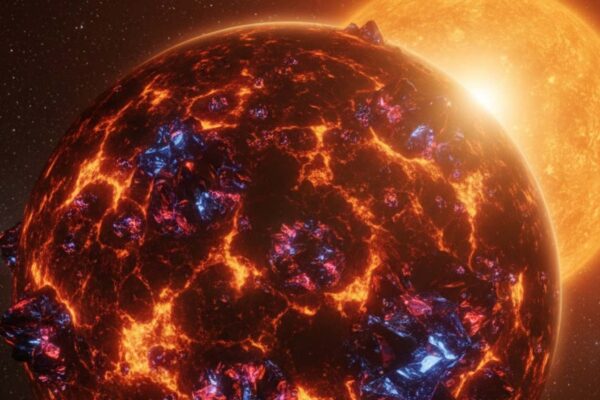 55 Cancri e um planeta de magma e cristais ultraduros a 2.400 °C (Imagem: Gerada por IA/ Gemini)
