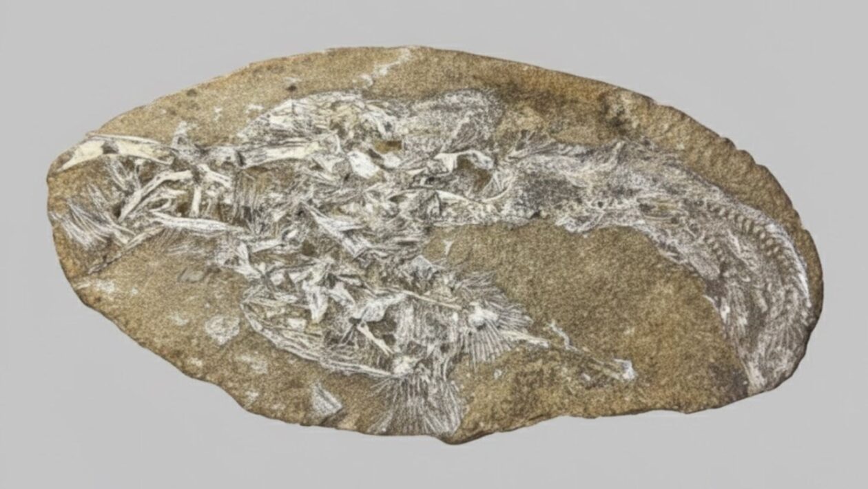 Concreção mostra restos de Bakiribu waridza e quatro peixes. (Foto: RV Pêgas et al via Scientific Reports)