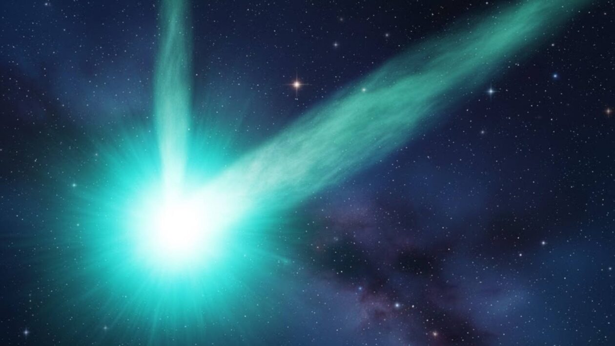 Sonda Juice captura halo brilhante e caudas do cometa 3I/ATLAS (Imagem: Gerada por IA/ Gemini)