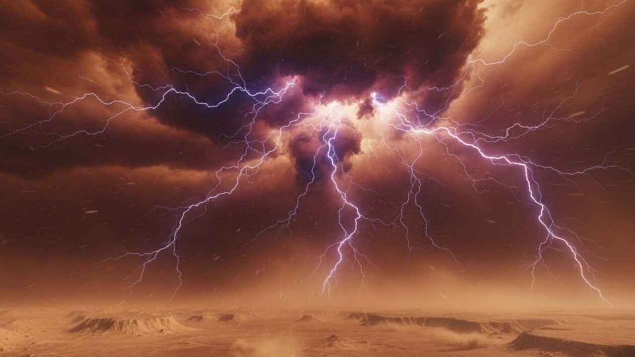 Faíscas elétricas em Marte revelam novo fenômeno atmosférico (Imagem: Gerada por IA/ Gemini)