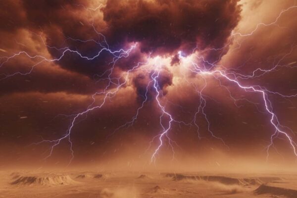 Faíscas elétricas em Marte revelam novo fenômeno atmosférico (Imagem: Gerada por IA/ Gemini)