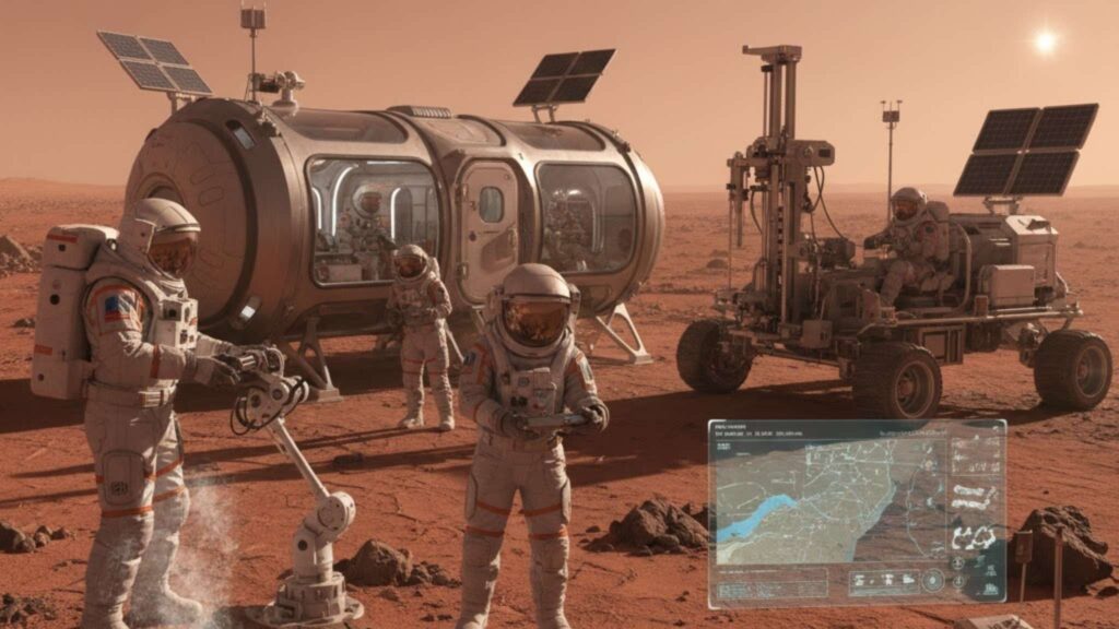 Astronautas enfrentarão desafios de saúde e clima no planeta vermelho. (Imagem: Gerada por IA/ Gemini)