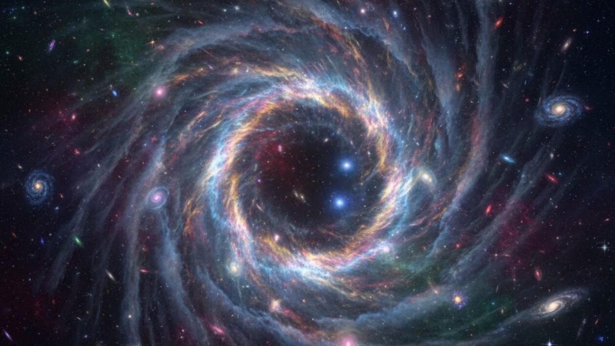 Como forças invisíveis moldam a rotação dos halos que cercam as galáxias (Imagem: Gerada por IA/ Gemini)