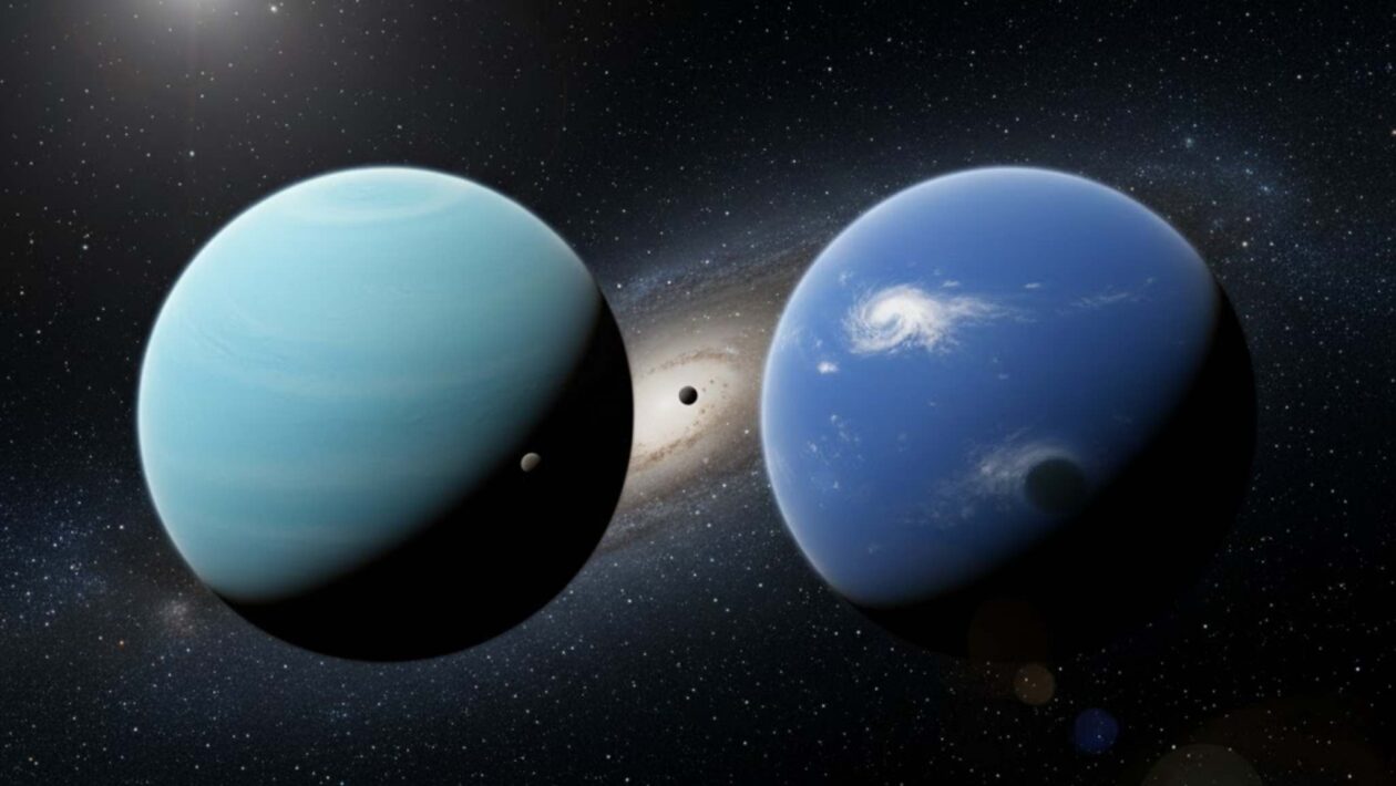 Urano e Netuno podem ser gigantes rochosos, não apenas gelados (Imagem: Gerada por IA/ Gemini)