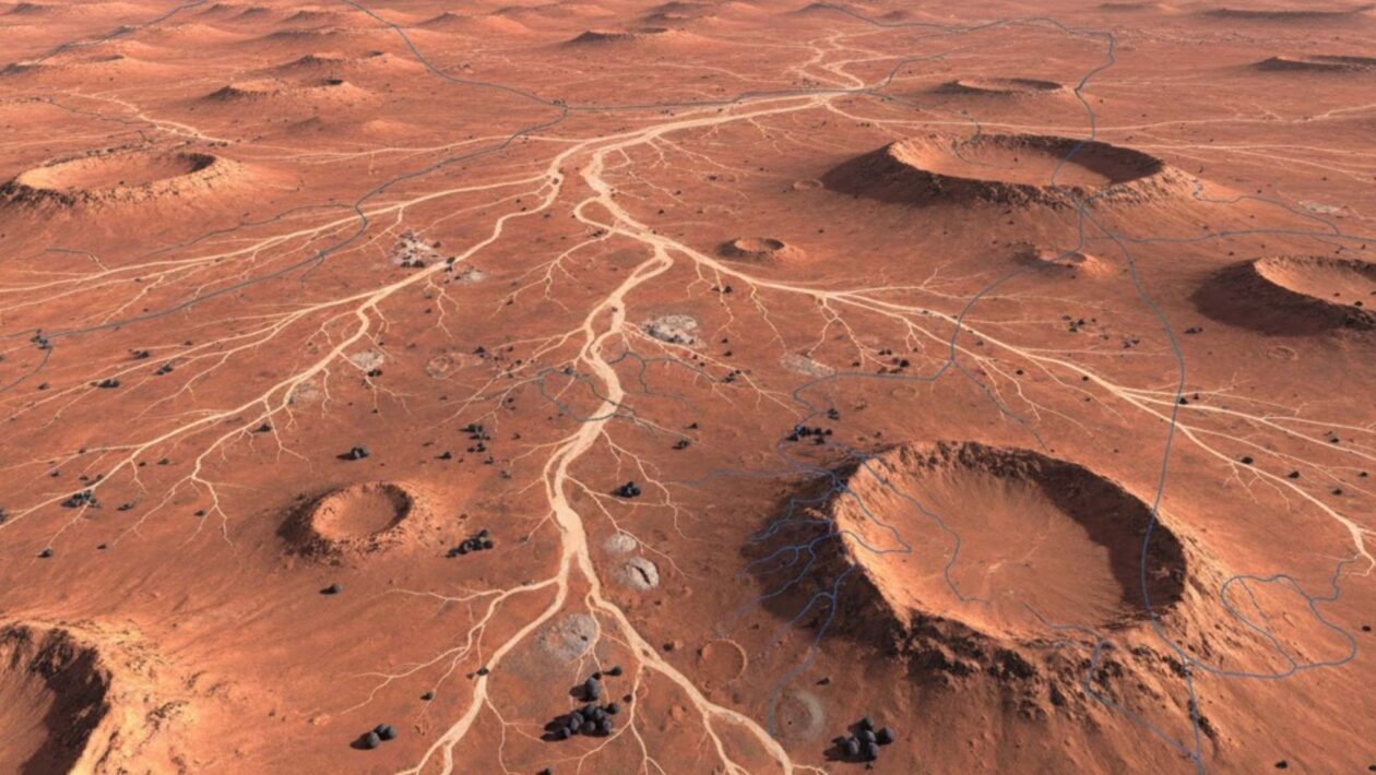 Marte tinha rios gigantes que moldaram seu terreno antigo (Imagem: Gerada por IA/ Gemini)