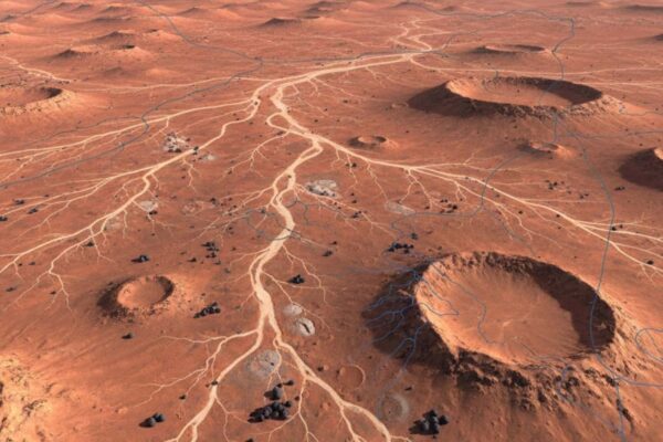 Marte tinha rios gigantes que moldaram seu terreno antigo (Imagem: Gerada por IA/ Gemini)