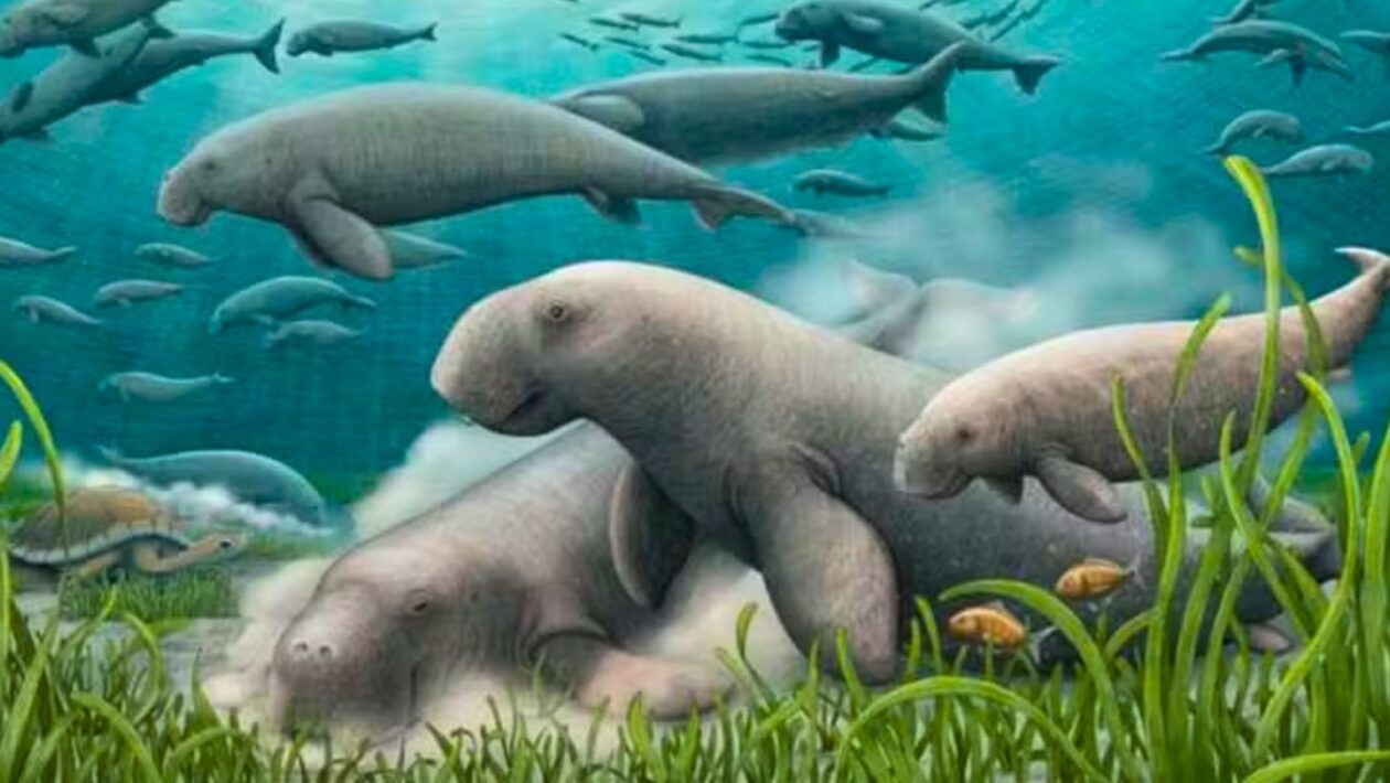 Peixes-boi pré-históricos se alimentavam de ervas marinhas. (Foto: Reprodução / Alex Boersma)