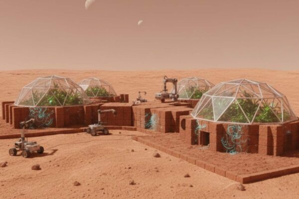 Microrganismos podem transformar o solo marciano em blocos resistentes (Imagem: Gerada por IA/ Gemini)