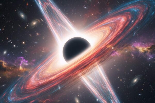 Buraco negro expulsa matéria a 20% da velocidade da luz (Imagem: Gerada por IA/ Gemini)