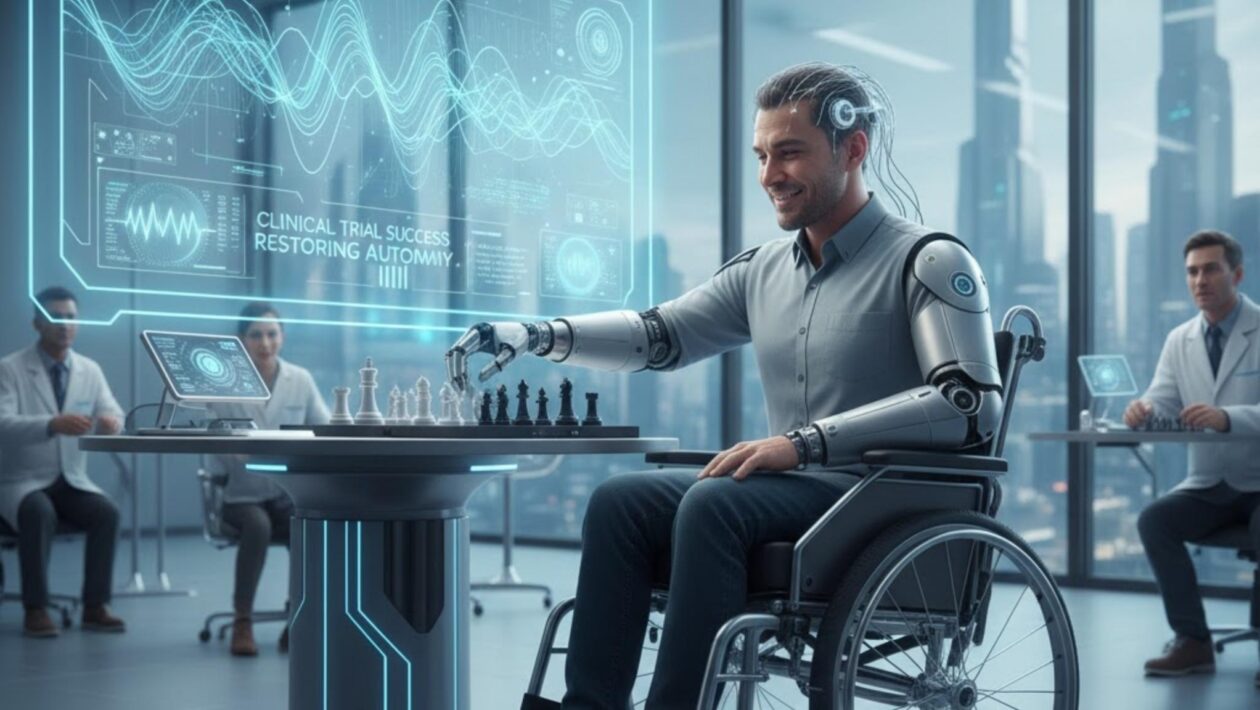 Controle mental: chip Neuralink move braços robóticos com precisão (Imagem: Gerada por IA/ Gemini)