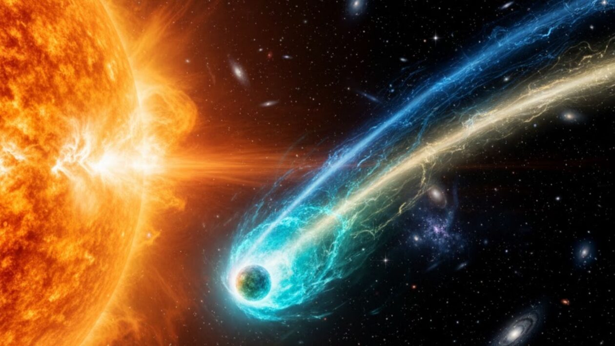 Cometa 3I/ATLAS acelera a 57 km/s e intriga astrônomos (Imagem: Gerada por IA/ Gemini)