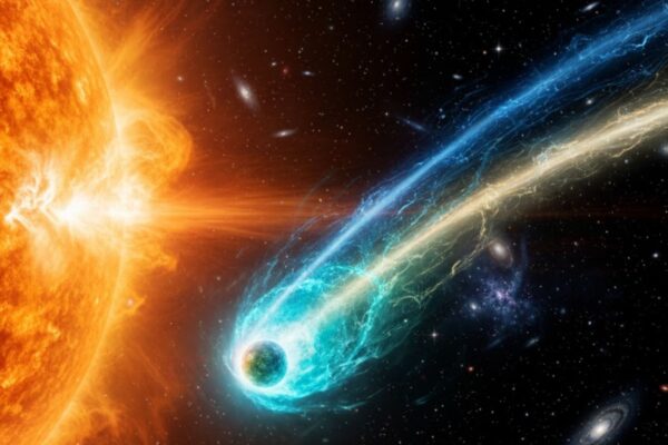 Cometa 3I/ATLAS acelera a 57 km/s e intriga astrônomos (Imagem: Gerada por IA/ Gemini)