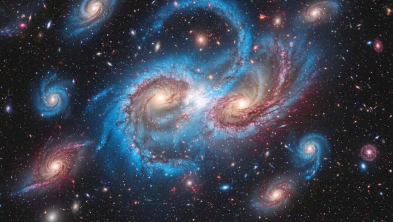 Ambientes densos sufocam galáxias e reduzem drasticamente a formação estelar (Imagem: Gerada por IA/ Gemini)