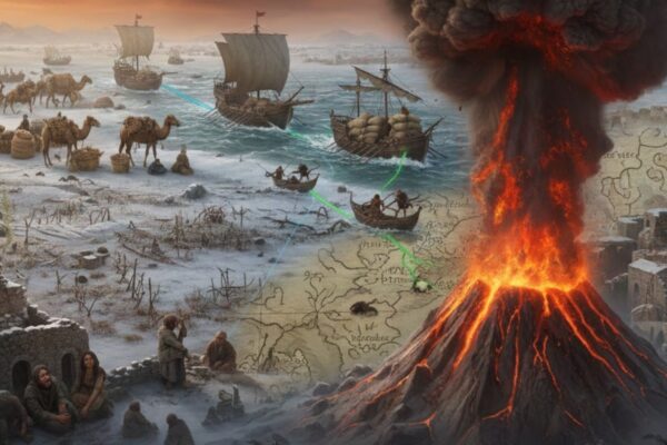 Erupção esquecida pode ter aberto caminho para a Peste Negra. (Imagem: Gerada por IA/ Gemini)