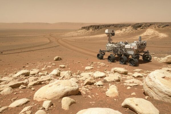 Caulinita em Jezero indica chuvas intensas no antigo clima de Marte (Imagem: Gerada por IA/ Gemini)