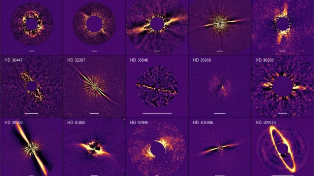 Discos de detritos mostram como planetas nascem em sistemas jovens (Créditos: Engler et al./SPHERE Consortium/ESO)