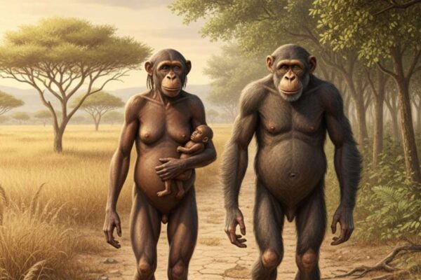 Dois hominídeos antigos conviviam na Etiópia há 3,4 milhões de anos. (Imagem: Gerada por IA/ Gemini)