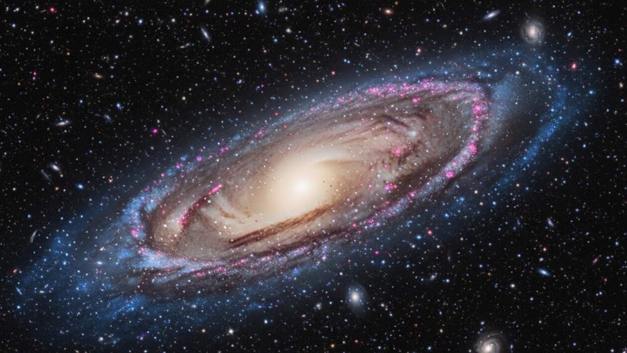 Galáxia Alaknanda desafia teorias sobre o universo primordial. (Imagem: Gerada por IA/ Gemini)