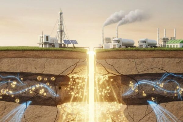 Hidrogênio natural pode estar escondido em reservas gigantes no subsolo (Imagem: Fala Ciência via Gemini)