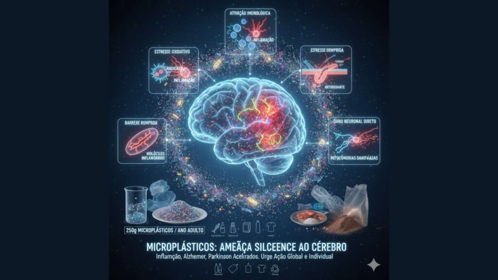 Reduzir plástico e microfibras ajuda a proteger a saúde cerebral. (Imagem: Gerada por IA/ Gemini)