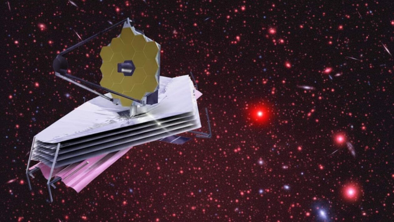 Pontos vermelhos do JWST revelam novos mistérios do universo primordial (Imagem: Gerada por IA/ Gemini)
