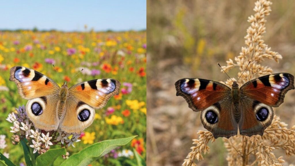 Cores e sentidos das borboletas se transformam entre verão e outono (Imagem: Gerada por IA/ Gemini)