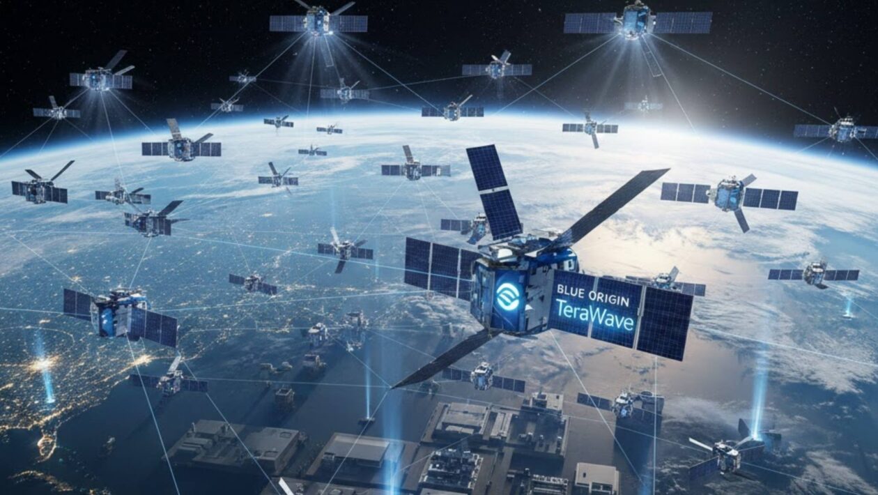 Blue Origin lança projeto para disputar a internet espacial (Imagem: Fala Ciência via Gemini)