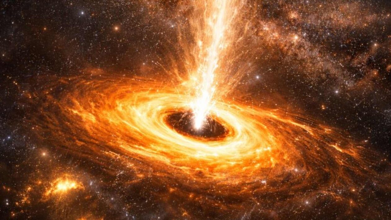 Sagitário A* brilhou 10 mil vezes mais em erupção histórica! (Imagem: Fala Ciência via ChatGPT)