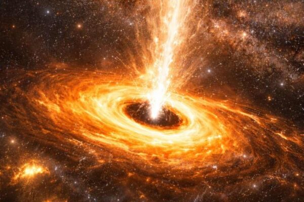 Sagitário A* brilhou 10 mil vezes mais em erupção histórica! (Imagem: Fala Ciência via ChatGPT)