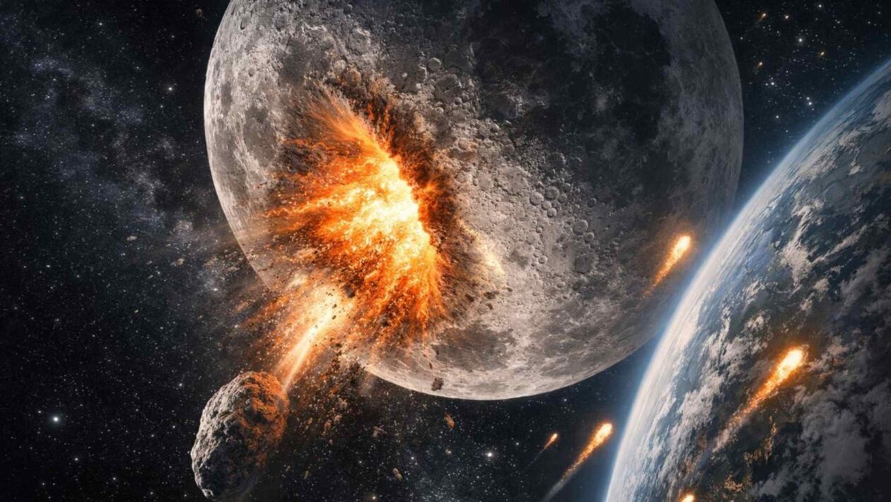 Asteroide 2024 YR4 pode criar cratera gigante na Lua em 2032 (Imagem: Fala Ciência via ChatGPT)