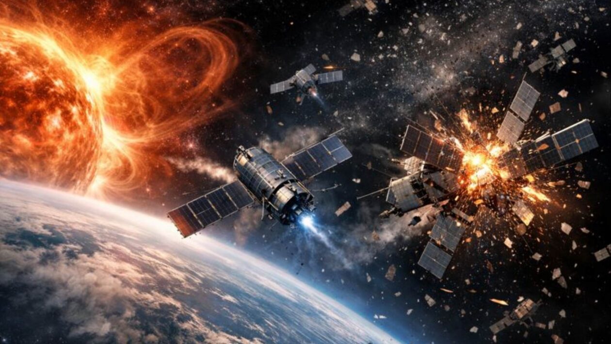 Órbita baixa da Terra em risco: satélites podem colidir em dias (Imagem: Fala Ciência via ChatGPT)