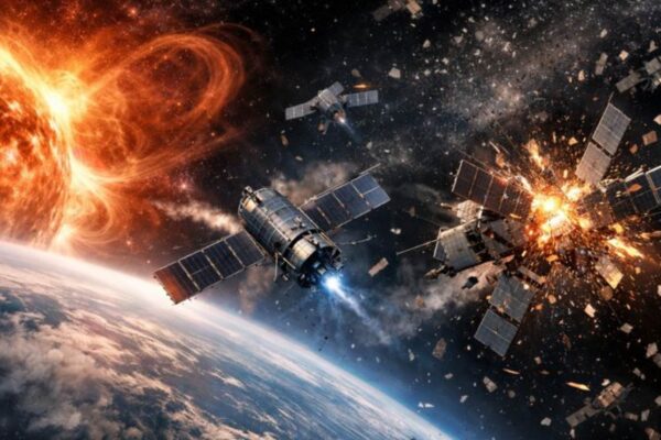 Órbita baixa da Terra em risco: satélites podem colidir em dias (Imagem: Fala Ciência via ChatGPT)