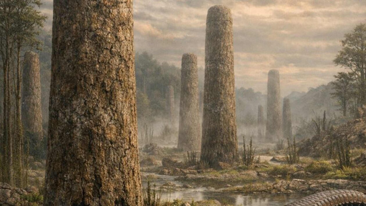 Prototaxites dominavam a Terra muito antes das grandes florestas (Imagem: Fala Ciência via ChatGPT)