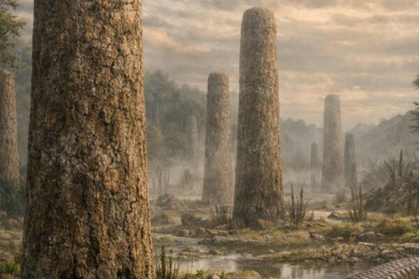 Prototaxites dominavam a Terra muito antes das grandes florestas (Imagem: Fala Ciência via ChatGPT)