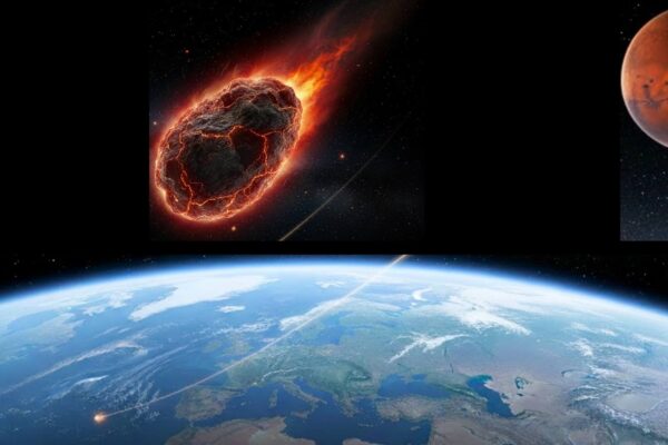 Microrganismos marcianos podem ter sobrevivido em meteoritos rumo à Terra. (Imagem: Fala Ciência via Gemini)