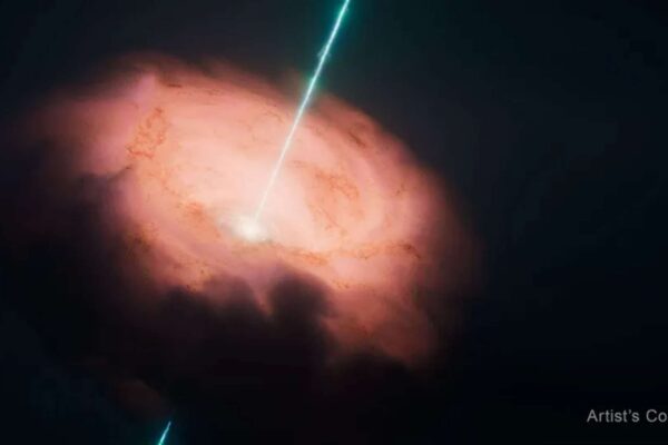 Arte mostra o buraco negro da Circinus cercado por toro empoeirado infravermelho (Imagem: NASA, ESA, CSA, Ralf Crawford (STScI))