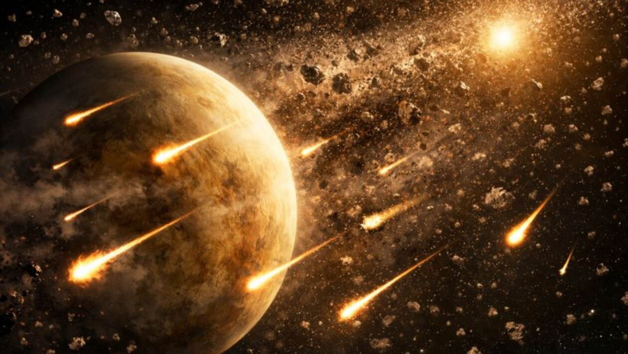 Asteroide antigo pode gerar chuva de meteoros no céu de Vênus (Imagem: Fala Ciência via ChatGPT)