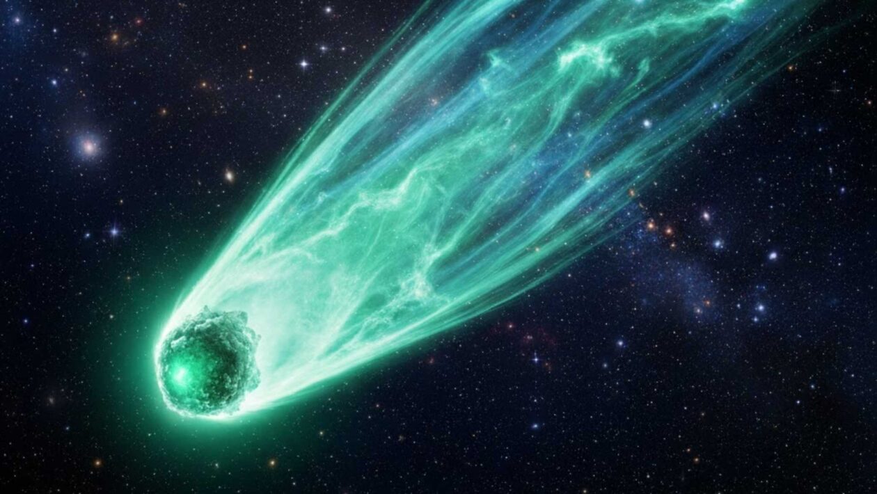 Cometa 3I/ATLAS cruza o Sistema Solar sob os olhos da NASA (Imagem: Fala Ciência via Gemini)